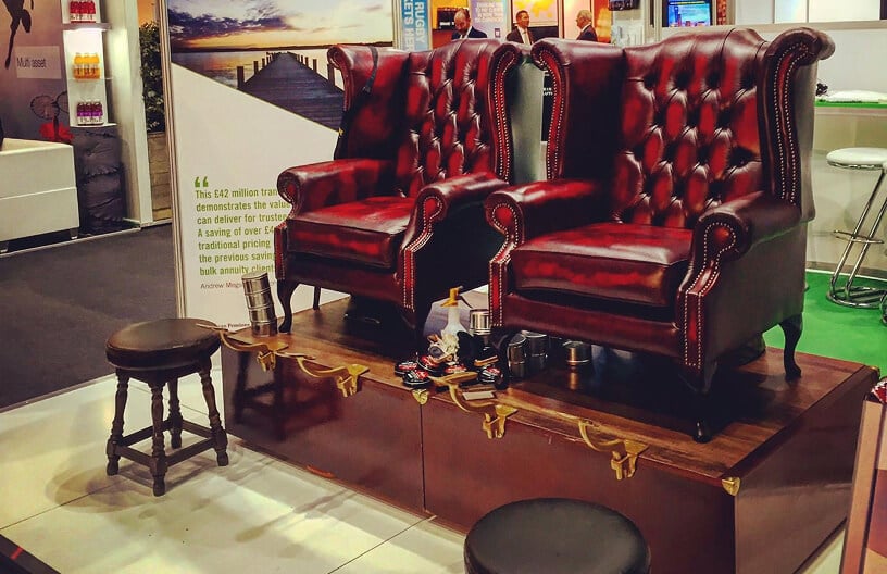 Corporate event shoeshine setup